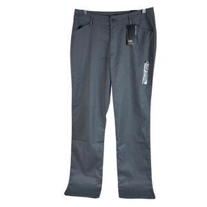 NEW Lee Womens Straight Leg Dress Pants 10 Long Charcoal‎ Heather Gray Stretch